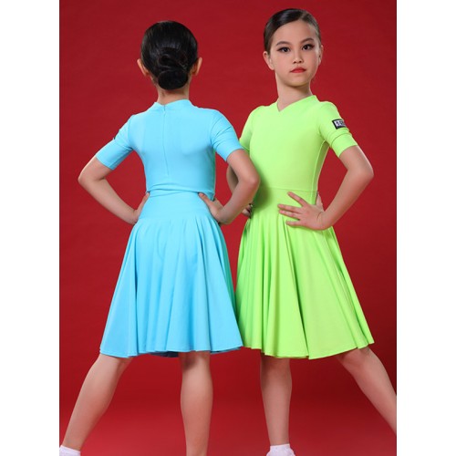 Red brown green blue Latin dance clothes for girls practice latin dance dresses Children latin dance skirts